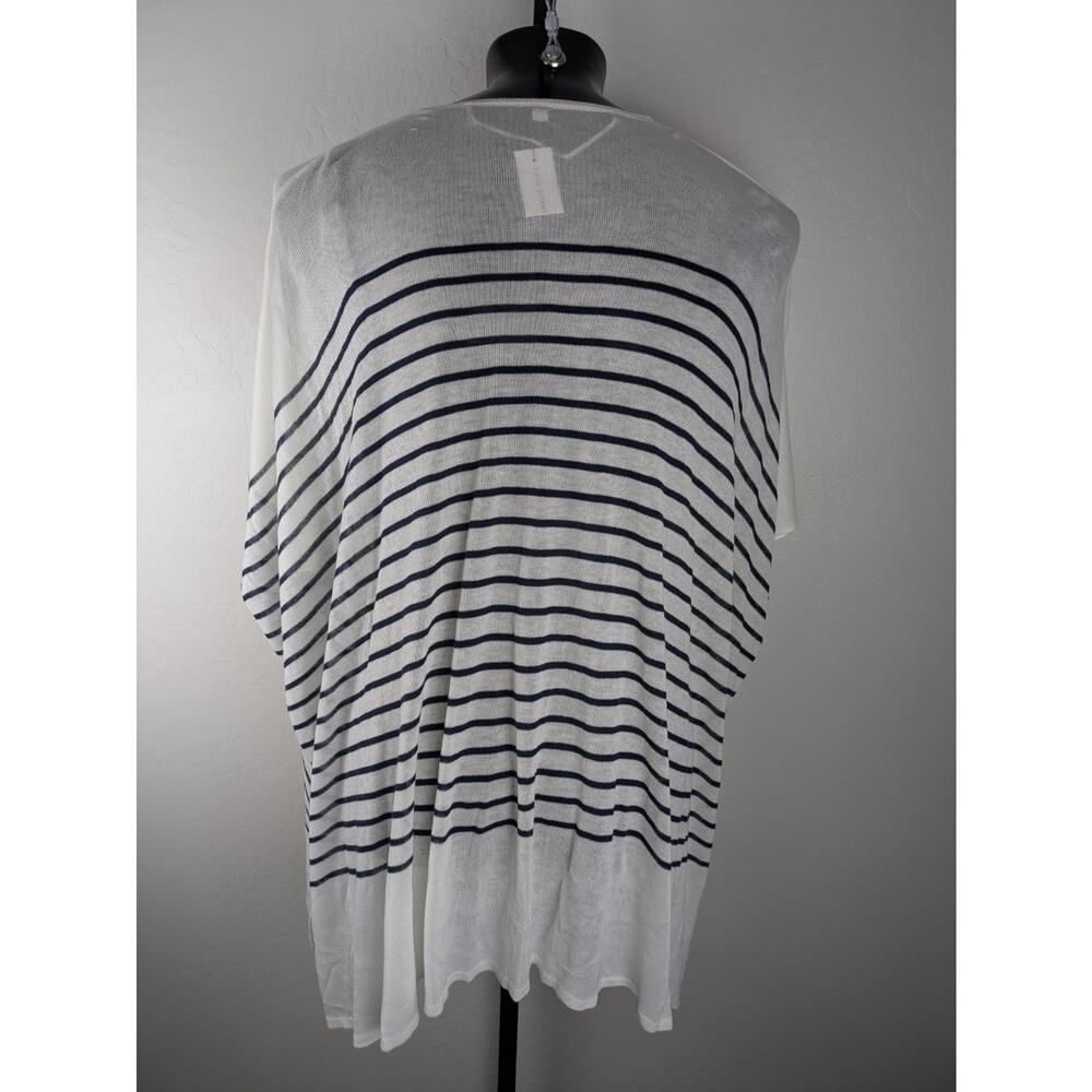 NWT Lane Bryant One Size Ivory Black Striped Open Front Acrylic Knit Kimono - Picture 2 of 7